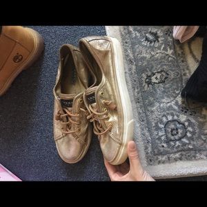 Gold leather sperrys